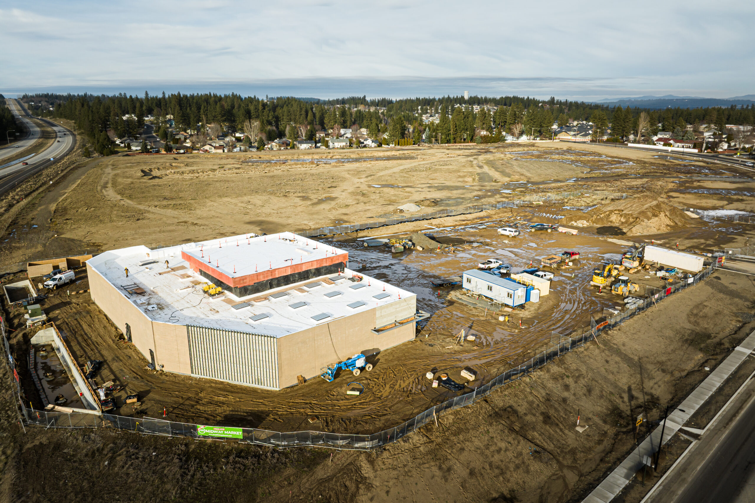 Midway Market construction - rooftop aerial view January 2026